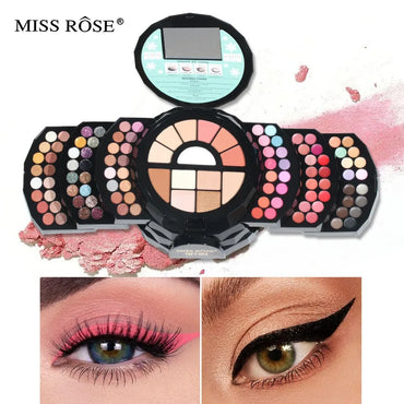 MISS ROSE 108 Color Pearl Eye Shadow Cosmetic Lipstick Box Matte Powder Blusher Shimmer Eye Shadow Plate Set Valentine's Day Gif