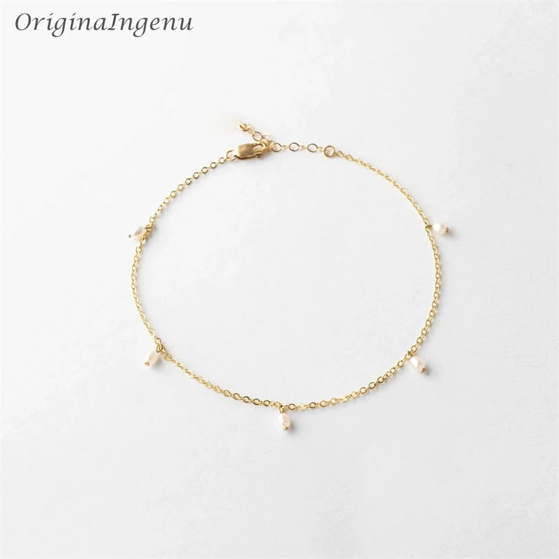Handmade 14K Gold Filled Pearl Anklet High Quality Freshwater Pearl Jewelry Tarnish Resistant Bracelet Vintage Anklet For Women