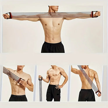 5-Tube Chest Expander with Adjustable Resistance Bands – Home Gym Strength Trainer for Muscle Building, Arms & Chest Workouts