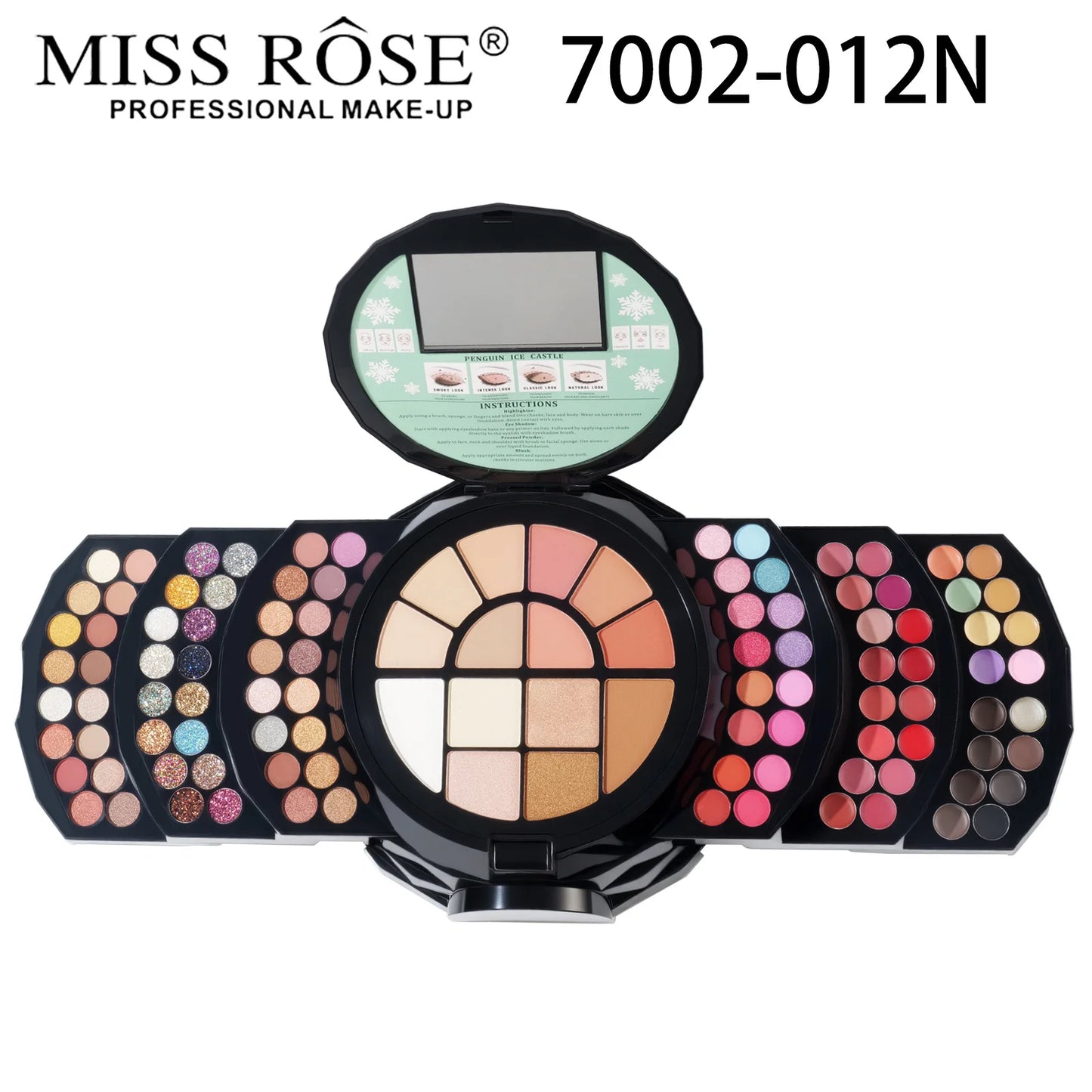 MISS ROSE 108 Color Pearl Eye Shadow Cosmetic Lipstick Box Matte Powder Blusher Shimmer Eye Shadow Plate Set Valentine's Day Gif