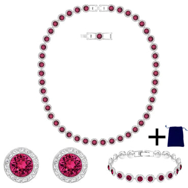2025 New Light Luxury Round Necklace Pendant Earnail Bracelet, High Jewelry Set, Daily Wear, Party Essential - Anniversary Gift