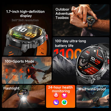 2026 New T-Rex3 Pro GPS Tracker 1100mAh Smartwatch Men 120-Day Standby Clock Rugged Outdoor Sport 10ATM Waterproof Call Watches