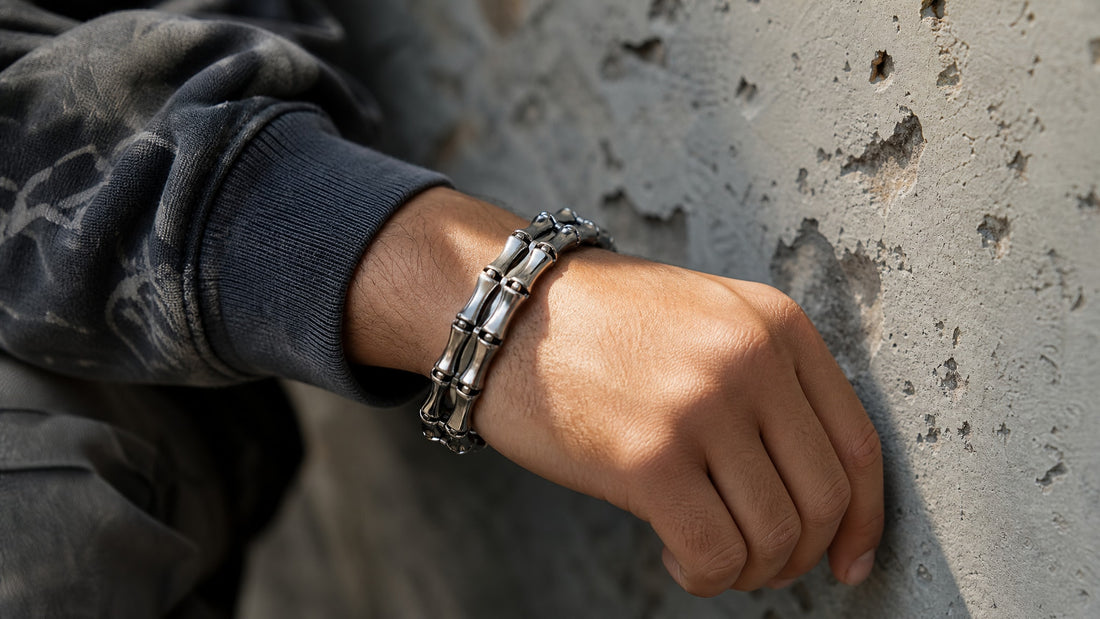 Titanium Steel Bamboo Bracelet for Men: 2026 Hip-Hop Trend