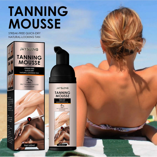 60ml Jaysuing Self Tanning Mousse Summer Bronze Tan Moisturizing Easy Application Natural Glow Soft Hydrated Skin Body Care