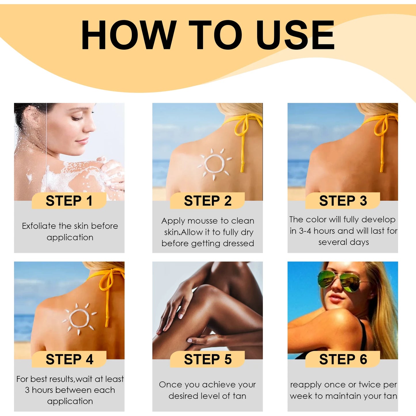 60ml Jaysuing Self Tanning Mousse Summer Bronze Tan Moisturizing Easy Application Natural Glow Soft Hydrated Skin Body Care