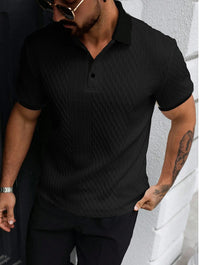 Casual men's polo shirt, Italian openwork print design, soft and comfortable, simple and stylish. Suitable for outdoor jogging a