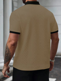 Casual men's polo shirt, Italian openwork print design, soft and comfortable, simple and stylish. Suitable for outdoor jogging a