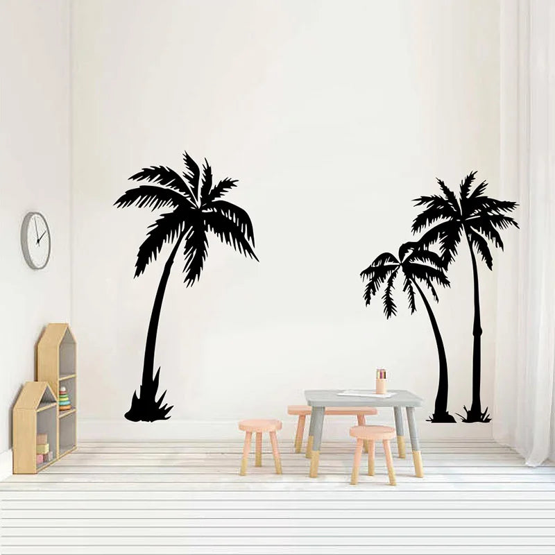Set Of 3 150cm wide Palm Tree Summer Beach Wall Sticker Living Room Playroom Palm Tree Summer Plant Wall Decal Bedroom Vinyl