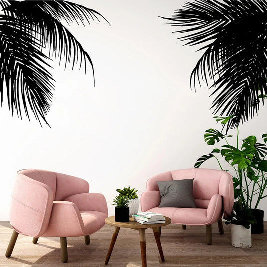 Tropical Palm Tree Leaves Wall Sticker Office Kids Room Twigs Palm Branch Leaf Summer Beach Forest LandScape Wall Decal Playroom