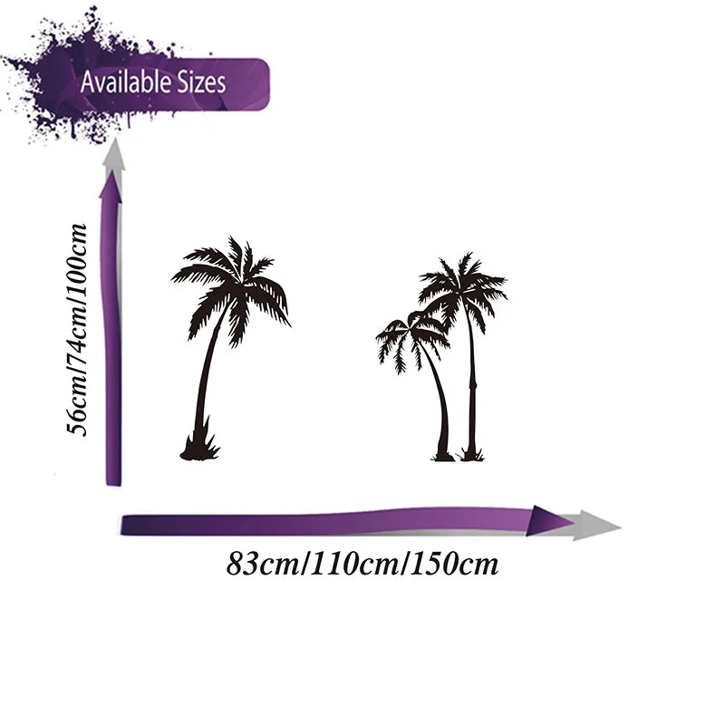 Set Of 3 150cm wide Palm Tree Summer Beach Wall Sticker Living Room Playroom Palm Tree Summer Plant Wall Decal Bedroom Vinyl