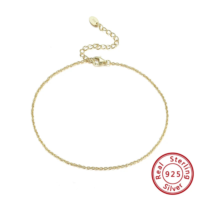 Rinntin Genuine 925 Sterling Silver Ball Faceted Bead Chain Anklets Fashion Women Summer Foot Bracelet Ankle Straps Jewelry SA80