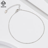 Rinntin Genuine 925 Sterling Silver Ball Faceted Bead Chain Anklets Fashion Women Summer Foot Bracelet Ankle Straps Jewelry SA80