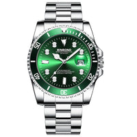1pcs Men Watch Green Dial Stainless Steel Strap Date Window Casual Sports Style Trendy Daily Wristwatch Stylish Comforta
