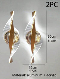 1pc/2pc modern gold/black LED acrylic wall sconce for lustre living room back wall, bedroom bedside home decor lighting.