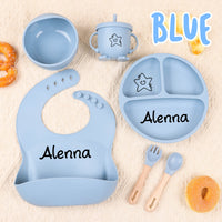 6pcs Custom Silicone Weaning Set - Baby Feeding Set With Name, Cartoon Weaning Set for Toddler Baby Kids, Feeding Set, Baby Show