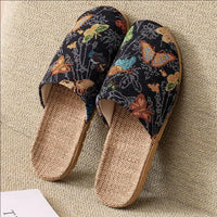 Summer New Fabric Linen Home Shoes For Women Indoor Breathable Soft Sole Comfortable Floor Sandals
