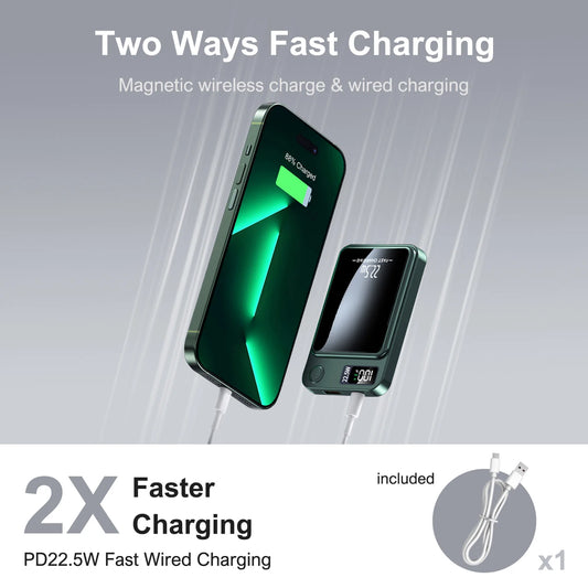 10000mAh Magnetic Wireless Power Bank PD22.5W Fast Charging Portable External Battery Adapter For Magsafe iPhone Huawei Samsung