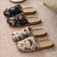 Summer New Fabric Linen Home Shoes For Women Indoor Breathable Soft Sole Comfortable Floor Sandals