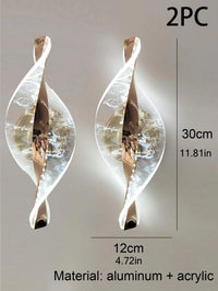 1pc/2pc modern gold/black LED acrylic wall sconce for lustre living room back wall, bedroom bedside home decor lighting.