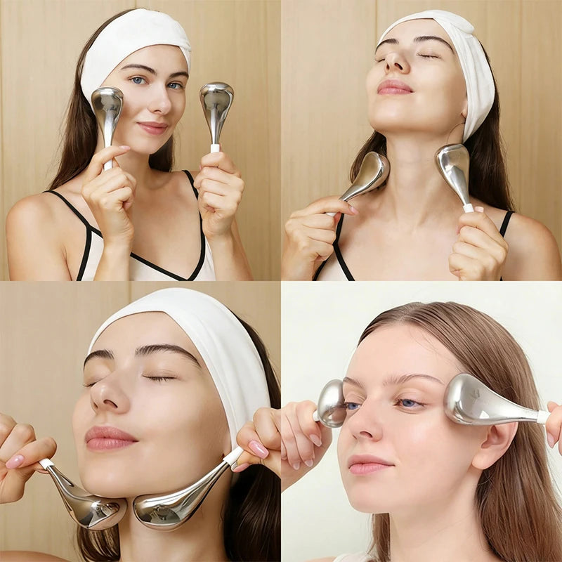 Ice Globes Spoon Massager Face Beauty Cryo Sticks Cooling Spa Skin Massage Tools Beauty Salon Facial Care Tool with Storage Box