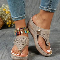 Women's Casual Beaded Flat Sandals, Bohemian Ankle Bracelet Flip Flops, Summer Beach Vacation Shoes for Women