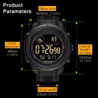 NORTH EDGE NEW MARS 5 Men's Digital Watch Outdoor Military Sports LED Watches Waterproof 50M HR & SpO₂ Smartwatch For Men Women