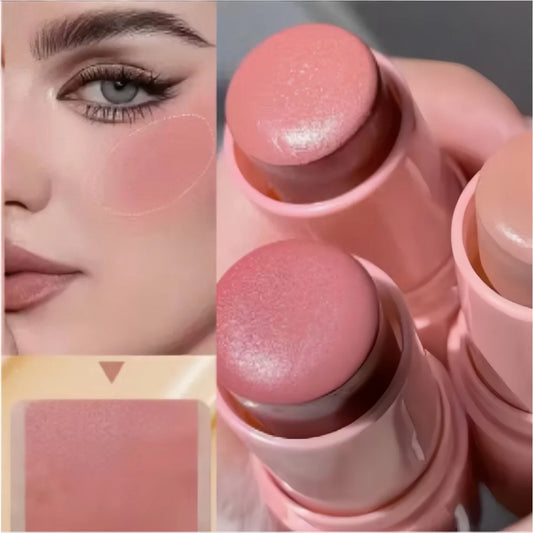 3PCS Blush Stick Set - Includes Brush, Multi-functional Matte Highlighting Blush Cream, Long-lasting, Non-greasy and Waterproof,