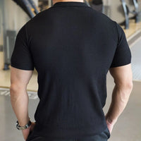 Men's Knitted Business Polo Shirt Summer Ice Silk Breathable Elastic Slim Fit Solid Color Lapel Short Sleeve Knitted T-Shirt Top