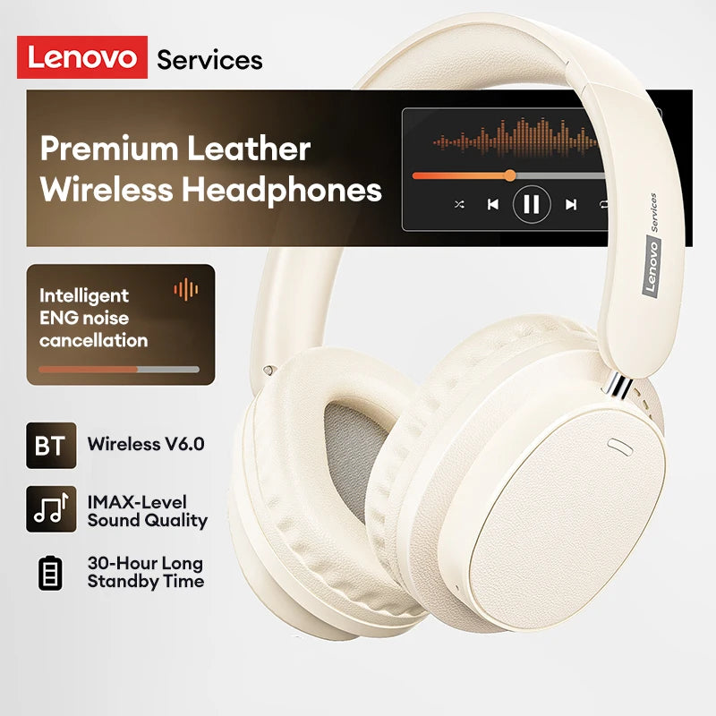 Retro TH30 Pro Lenovo Gaming Headset Wireless Bluetooth 6.0 Over Ear Headphone Foldable Sport Leather Earphones Gifts LS105