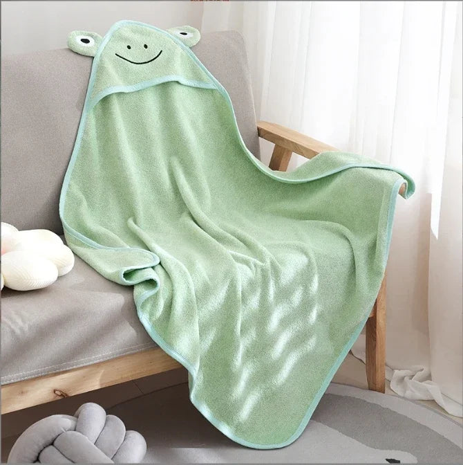 Cute Cartoon Baby Ins Cotton Bath Towel Children Hooded Towel Thickened Absorbent Baby Bathrobe Infant Soft Swaddle Blanket