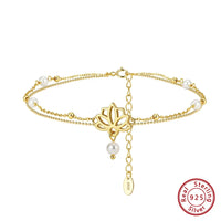 ORSA JEWELS Vintage 925 Sterling Silver Layered Anklet Chain with Tree of Life Freshwater Pearls Summer Daily Jewelry Gift SA100