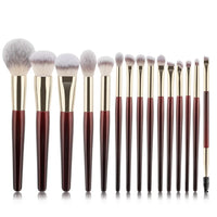 15 Professional Makeup Brushes Solid Wood Handle Aluminum Tube Makeup Brush Set Soft Multi-functional Beauty Tool