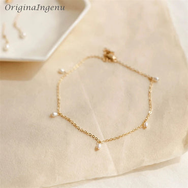 Handmade 14K Gold Filled Pearl Anklet High Quality Freshwater Pearl Jewelry Tarnish Resistant Bracelet Vintage Anklet For Women