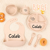 6pcs Custom Silicone Weaning Set - Baby Feeding Set With Name, Cartoon Weaning Set for Toddler Baby Kids, Feeding Set, Baby Show