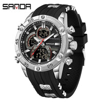 SANDA New 6162 Fashionable Men's Electronic Watch Sports Fashion Multifunctional Waterproof LED Men's Electronic Watch 2025
