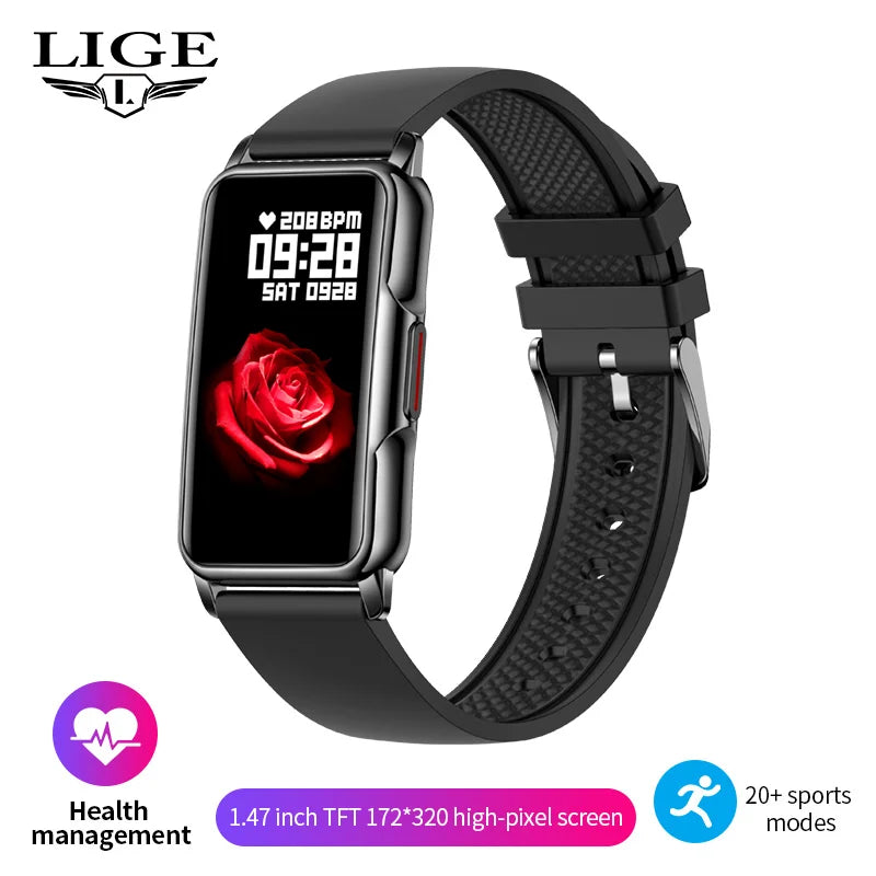 LIGE Smart Bracelet Women Smartwatch Men Heart Rate Blood Oxygen Waterproof Sport Smart Band Ladies Men Watch For Android IOS