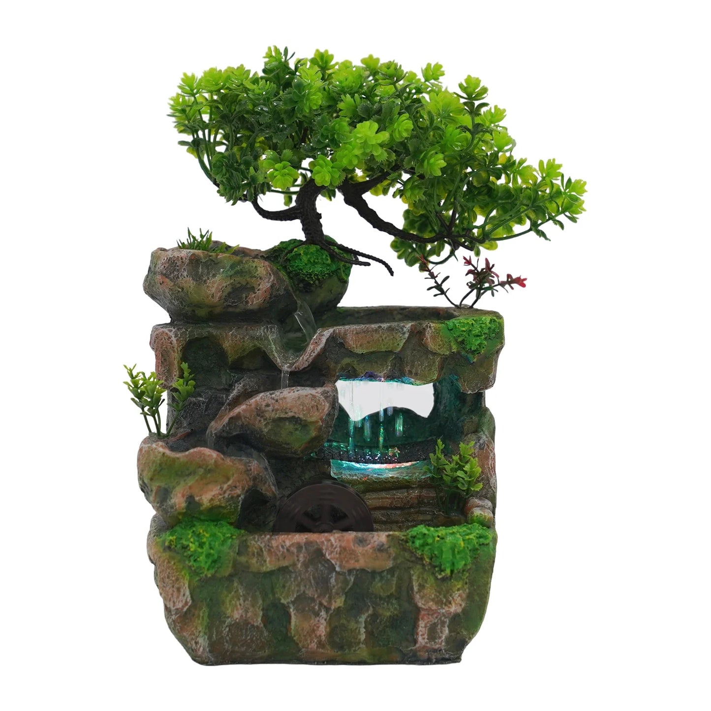 Mini Tabletop Rockery Fountain Waterfall Feng Shui Desktop Rockery Landscape Water Sound Indoor Desk Decoration for Home Office