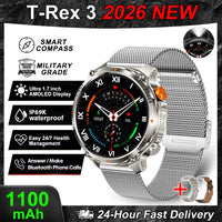 2026 New T-Rex3 Pro GPS Tracker 1100mAh Smartwatch Men 120-Day Standby Clock Rugged Outdoor Sport 10ATM Waterproof Call Watches