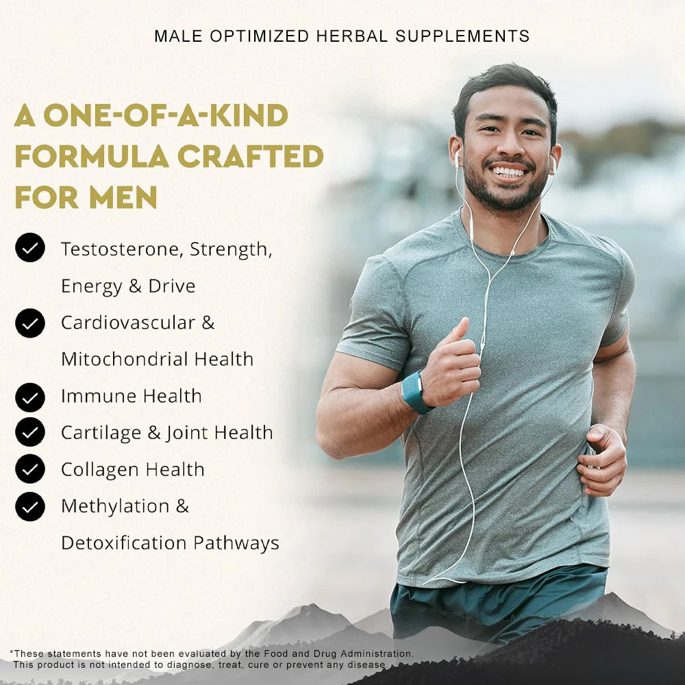 Extra Strength Male Supplement with Panax Ginseng Ashwagandha Gingko Tribulus Extract for Energy, Stamina, & Boosting Blood Flow