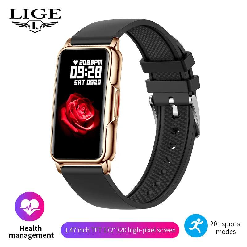 LIGE Smart Bracelet Women Smartwatch Men Heart Rate Blood Oxygen Waterproof Sport Smart Band Ladies Men Watch For Android IOS