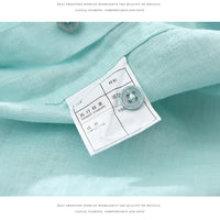100% Linen Short Sleeve Shirt for Men Breathable Summer Casual Top Minimalist Loose Fit Button-Up Shirt  Natural Wrinkle Texture