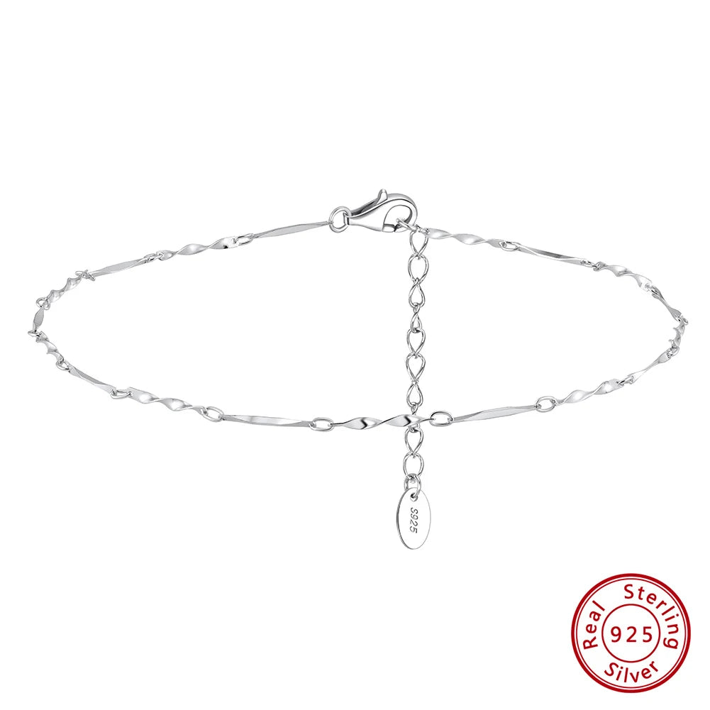 Rinntin Genuine 925 Sterling Silver Ball Faceted Bead Chain Anklets Fashion Women Summer Foot Bracelet Ankle Straps Jewelry SA80