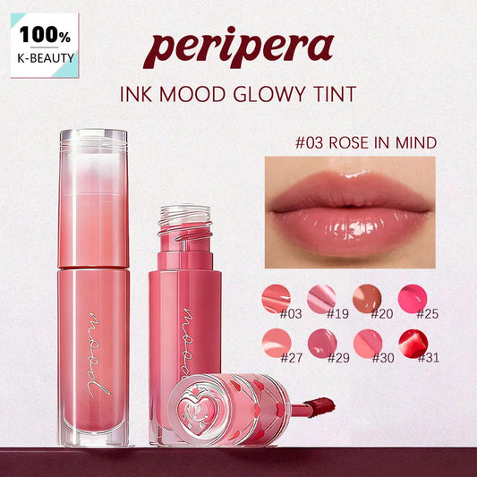 PERIPERA INK MOOD GLOWY TINT,Non-Sticky&Vivid Color,High-Shine Formula,Lightweight&Smudge-Proof,Korean Cosmetic,Korean Makeup