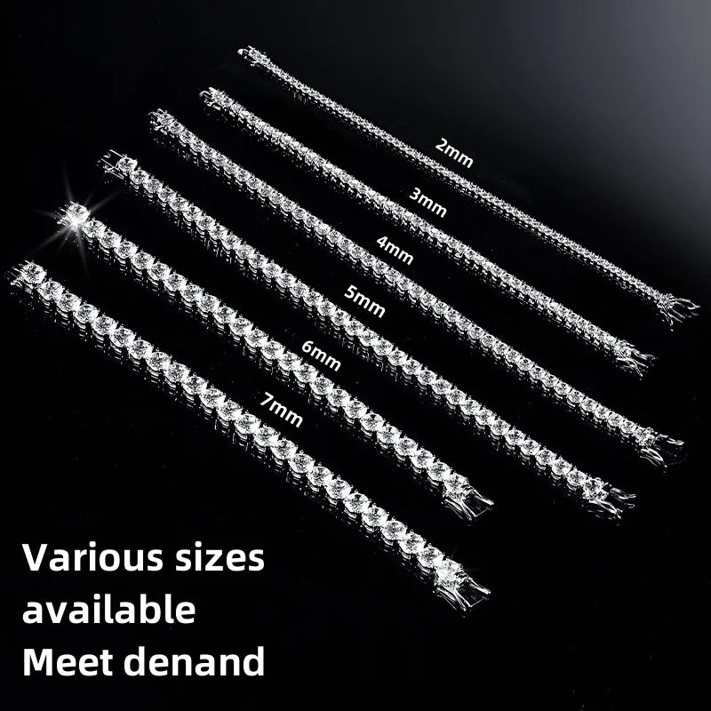 New Fashion Real S925 Sterling Silver Plated 18K Gold 5A Grade Zircon Black Tennis Bracelet for Men and Women Fashion Jewelry