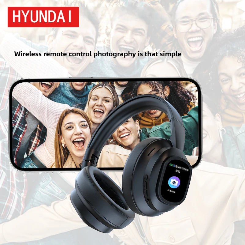 HYUNDAI X1PRO Bluetooth 6.0 Headphone,With Magnetic Touch Control LED Screen,AI Wireless Translation Earphones,100+ Languages