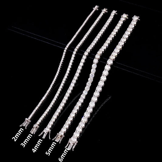100% Real Moissanite Tennis Bracelet 925 Sterling Silver Plated 18K Gold with GRA Bracelet for Women Man Sparkling Party Jewelry