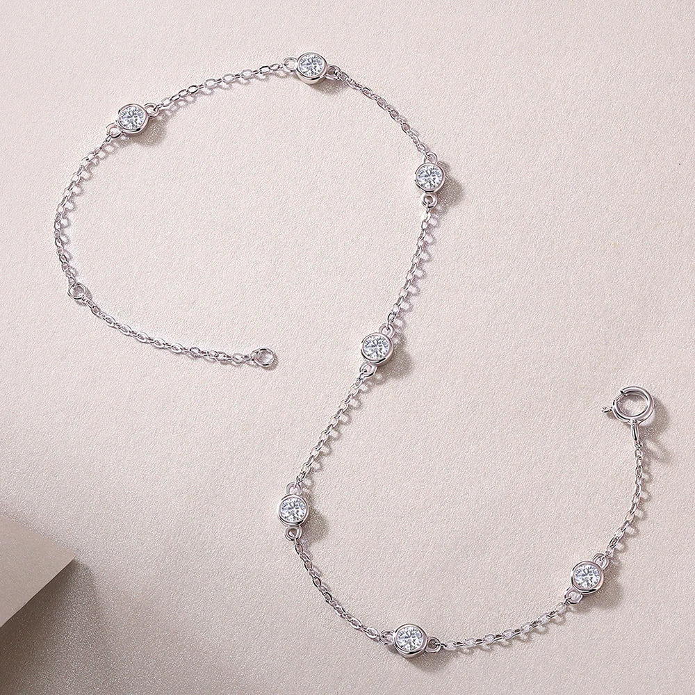 3mm Bubble Moissanite Bracelets for Women Certified Original 18k Gold Plated 925 Silver Full Diamond Bezel Bracelet Fine Jewelry