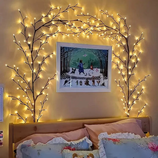 144 LED USB Wall Decoration Lights Willow Vine Branch Lights Warm White Light for Room Kitchen Wedding Christmas Halloween Decor