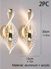 1pc/2pc modern gold/black LED acrylic wall sconce for lustre living room back wall, bedroom bedside home decor lighting.