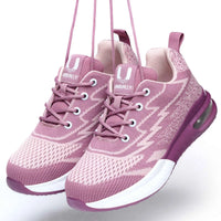Women's Safety Shoes with Air Cushion Sole Work Shoes Comfortable Breathable Lightweight Safety Footwear